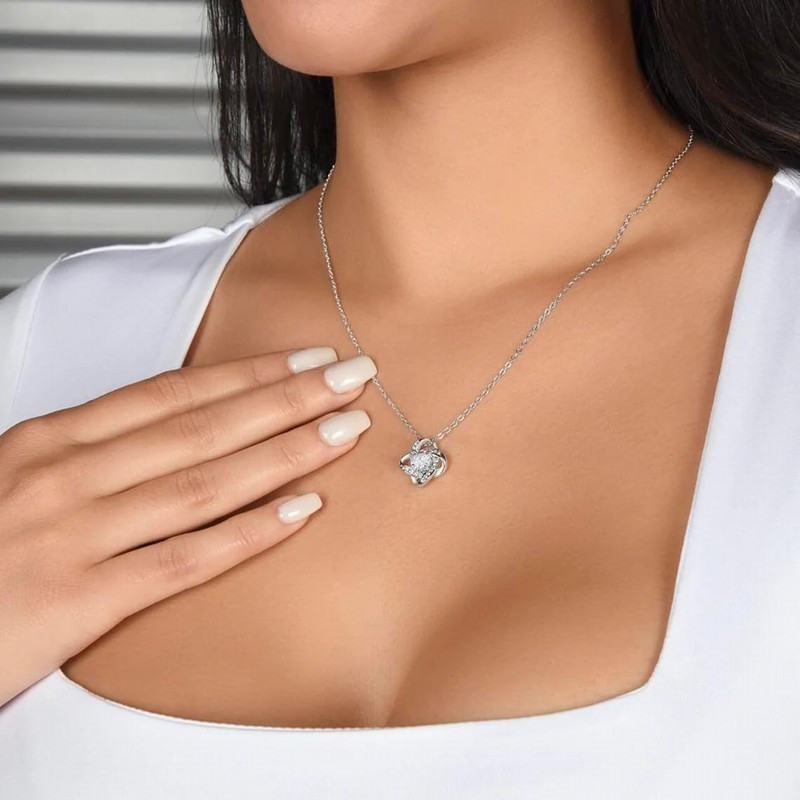 Women's Love Knot Interlocking Pendant Necklace, Gift for Granddaughter